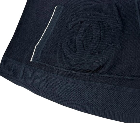 CHANEL Sport Vintage 09P CC Logo Knit Top #42 Hoodie Dark Blue Silver [105272] - Picture 7 of 11